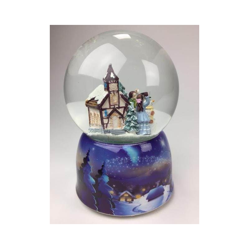 snow Globe and glitter, two girls throw snowballs at each other