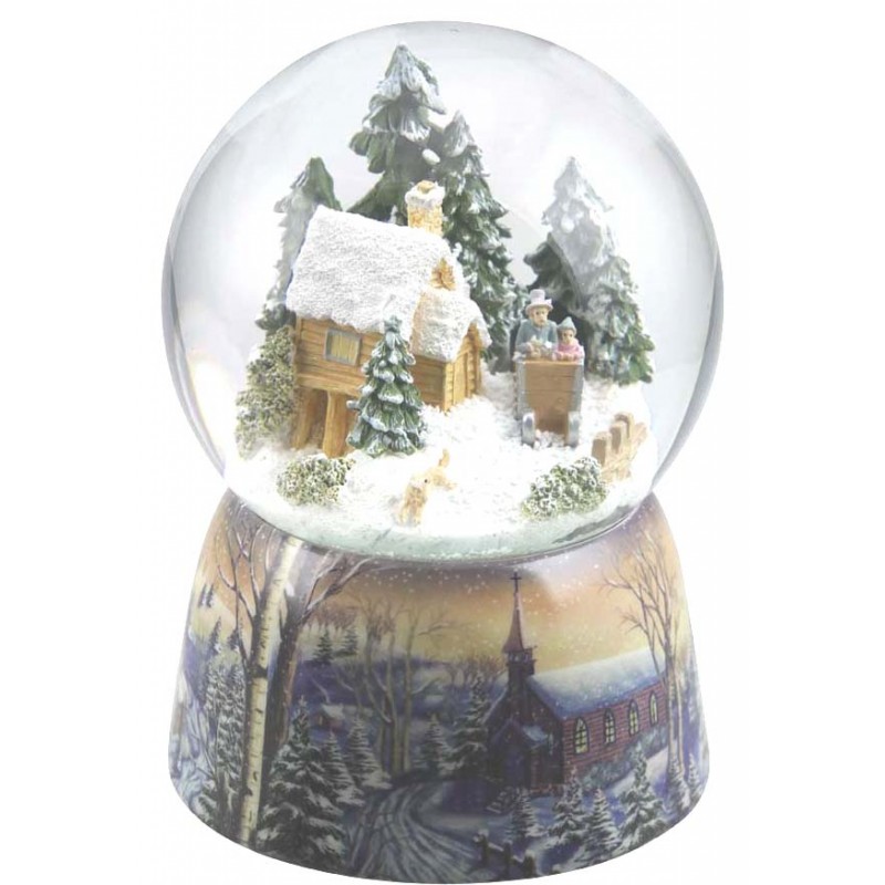 Snowglobe forest house & sled