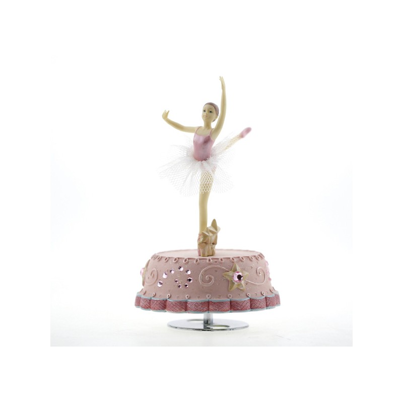Pink music box with dancing ballerina 