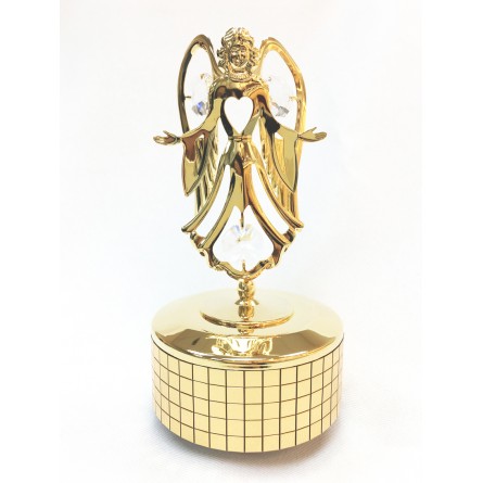 Gold plated iron musical box with Angel
