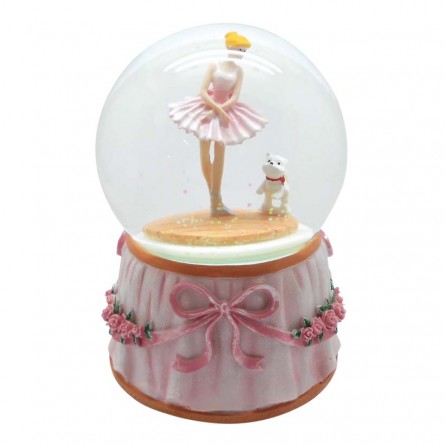 Glitter globe “ballerina with dog”