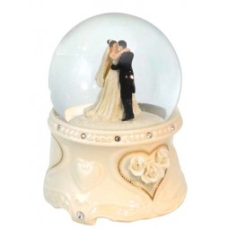 Glitter globe bridal pair