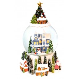 Snowglobe “Blue house with snowman”