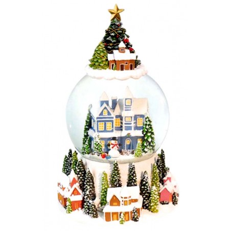 Snowglobe “Blue house with snowman”