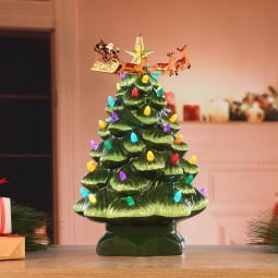 Grüner animierter Porzellan Weihnachtsbaum