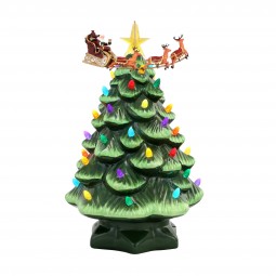 Grüner animierter Porzellan Weihnachtsbaum