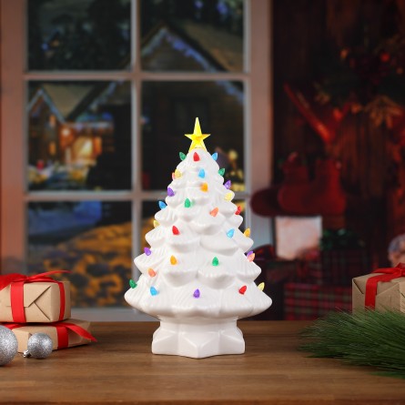 Weiß facettierter Weihnachtsbaum 36 cm