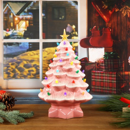 Rosa facettierter Weihnachtsbaum 36 cm