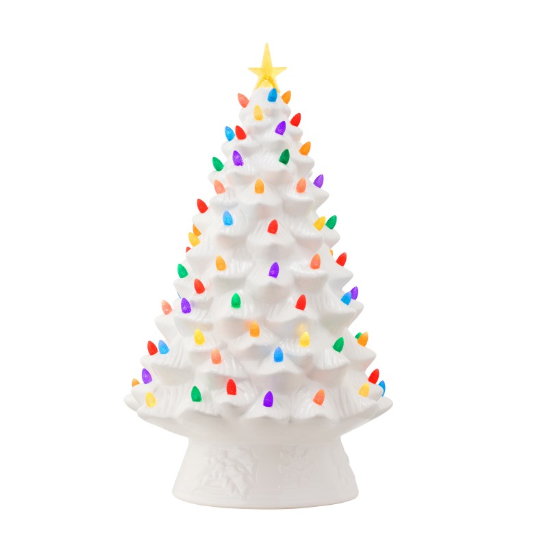 Weiß facettierter Weihnachtsbaum 46 cm